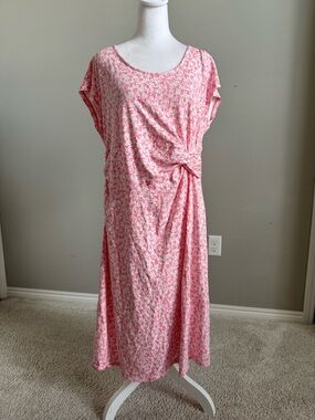 Lands' End Pink Sailboat Patterned Dress with Side Knot